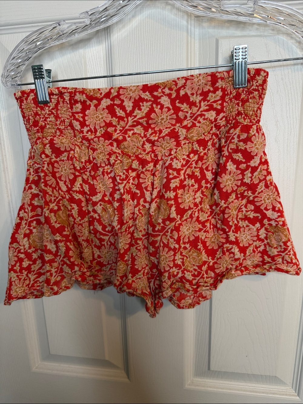 Free People Red Floral Athletic Shorts